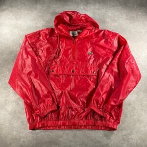 80’s VTG Izod Lacoste Red Nylon Pullover Windbreaker Large
